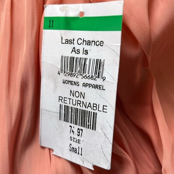 NWT Ramy Brook Peach Orange Long Embroidered Sleeve Ruched Elastic Waist Dress S - Picture 5 of 9